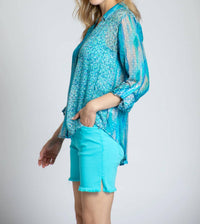 Apny - Roll Sleeve Button Up Top