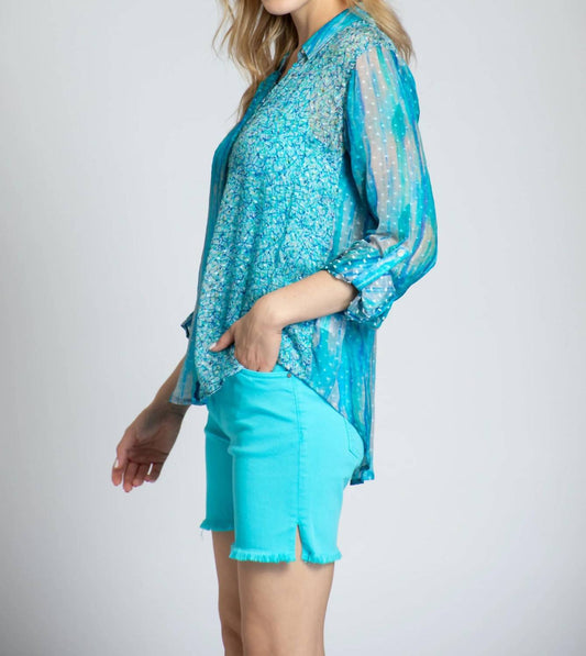 Apny - Roll Sleeve Button Up Top