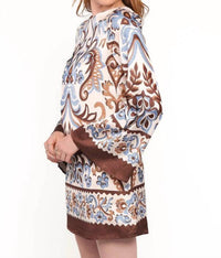 Skies Are Blue - Border Print Boho Mini Dress