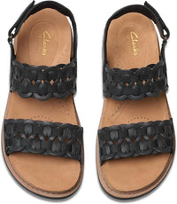 Clarks Women's Arwell Glide Sandal in black combi - women's sandal - detail view