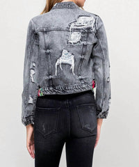 Vervet By Flying Monkey - Kimber Distressed Patched Denim Jacket