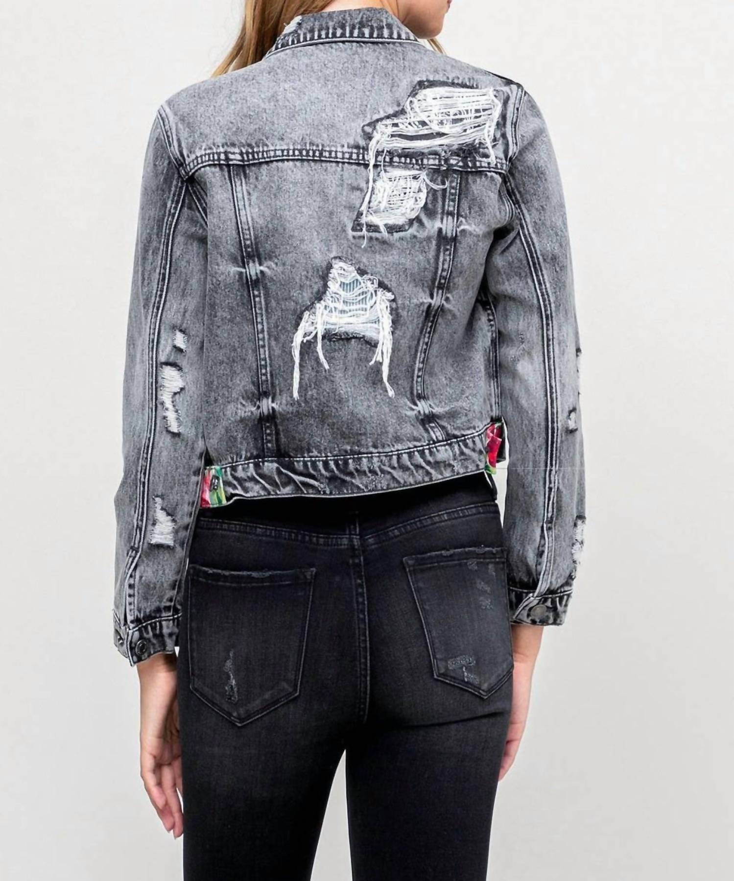 Vervet By Flying Monkey - Kimber Distressed Patched Denim Jacket