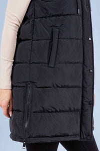 Diamante Jeans - Women's Puffer Long Vest With Hood