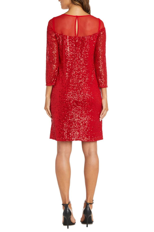 R&M Richards - Sequin Illusion Neck Sheath Dress