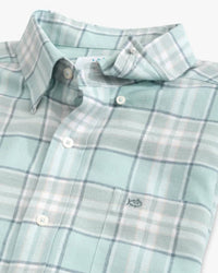 SOUTHERN TIDE Men's Flannel Reddick Plaid Sportshirt in summer aqua - men's long sleeve top - alternate view