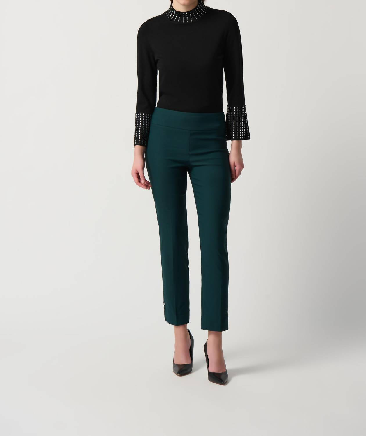Joseph Ribkoff Slim Formal Ankle Pull On Pants in emerald - women's pants - view 4