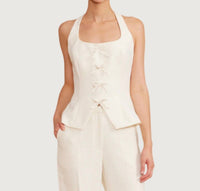 LUCY PARIS Eliza Halter Vest in ivory - women's blouse