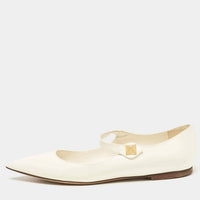 Valentino Garavani Women's Tiptoe Patent Leather Ballerina Flat in ivory - women's flats