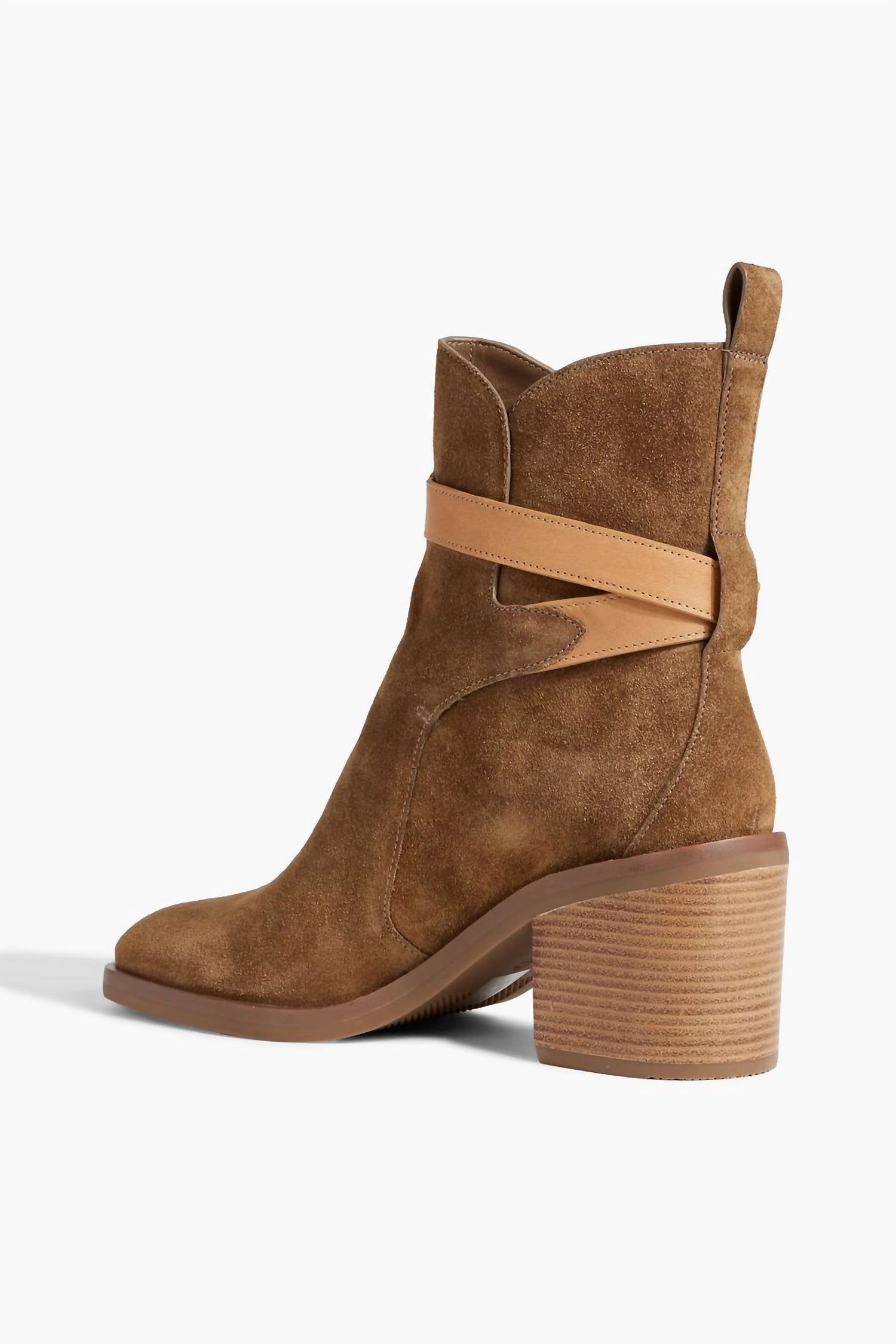 3.1 Phillip Lim Women's Alexa Buckle Ankle Strap Booties in brown - women's shoe - detail view