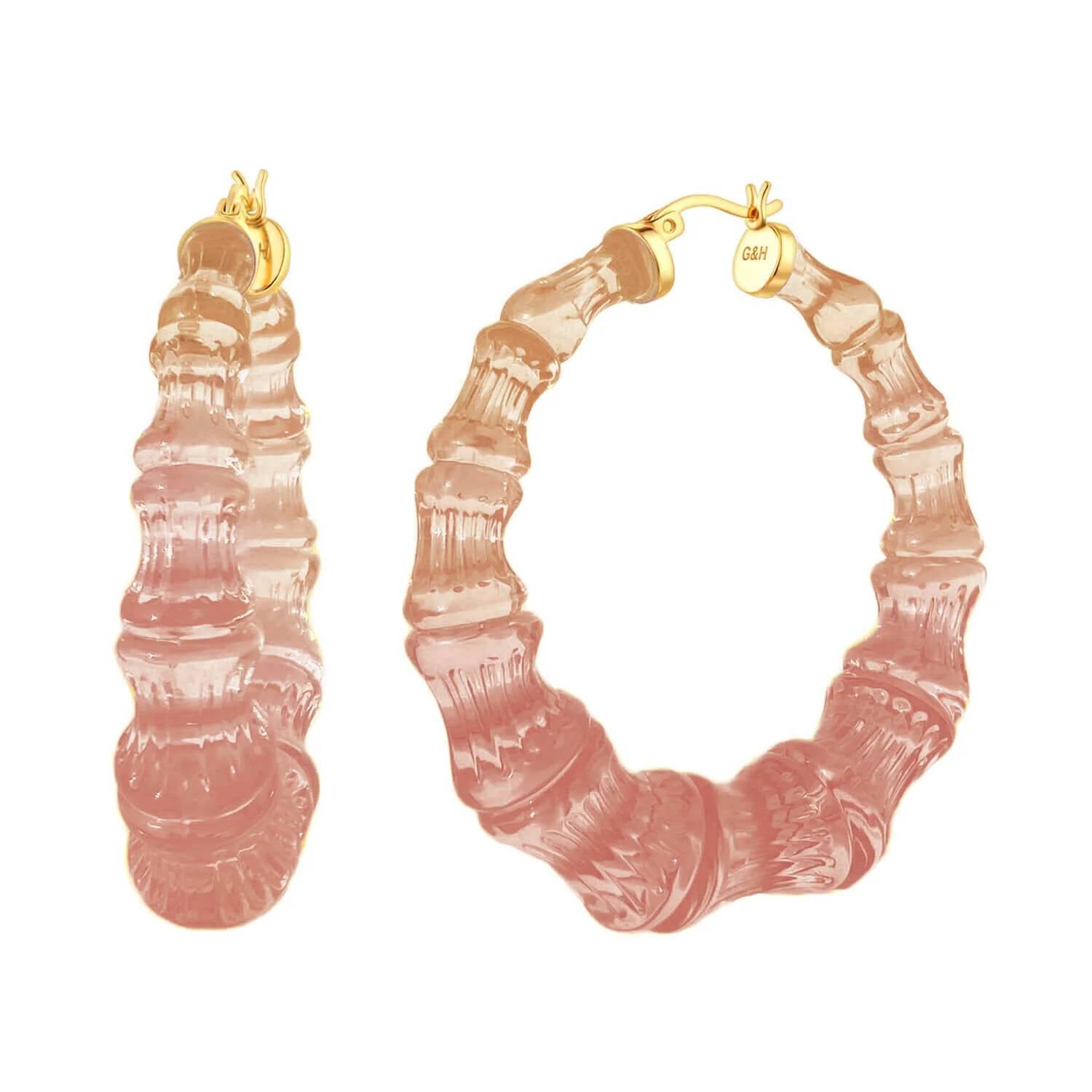 Gold & Honey - Women's Lucite Bamboo Hoop Earrings