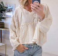 Pol - Women's Blain Gauze Crochet Top