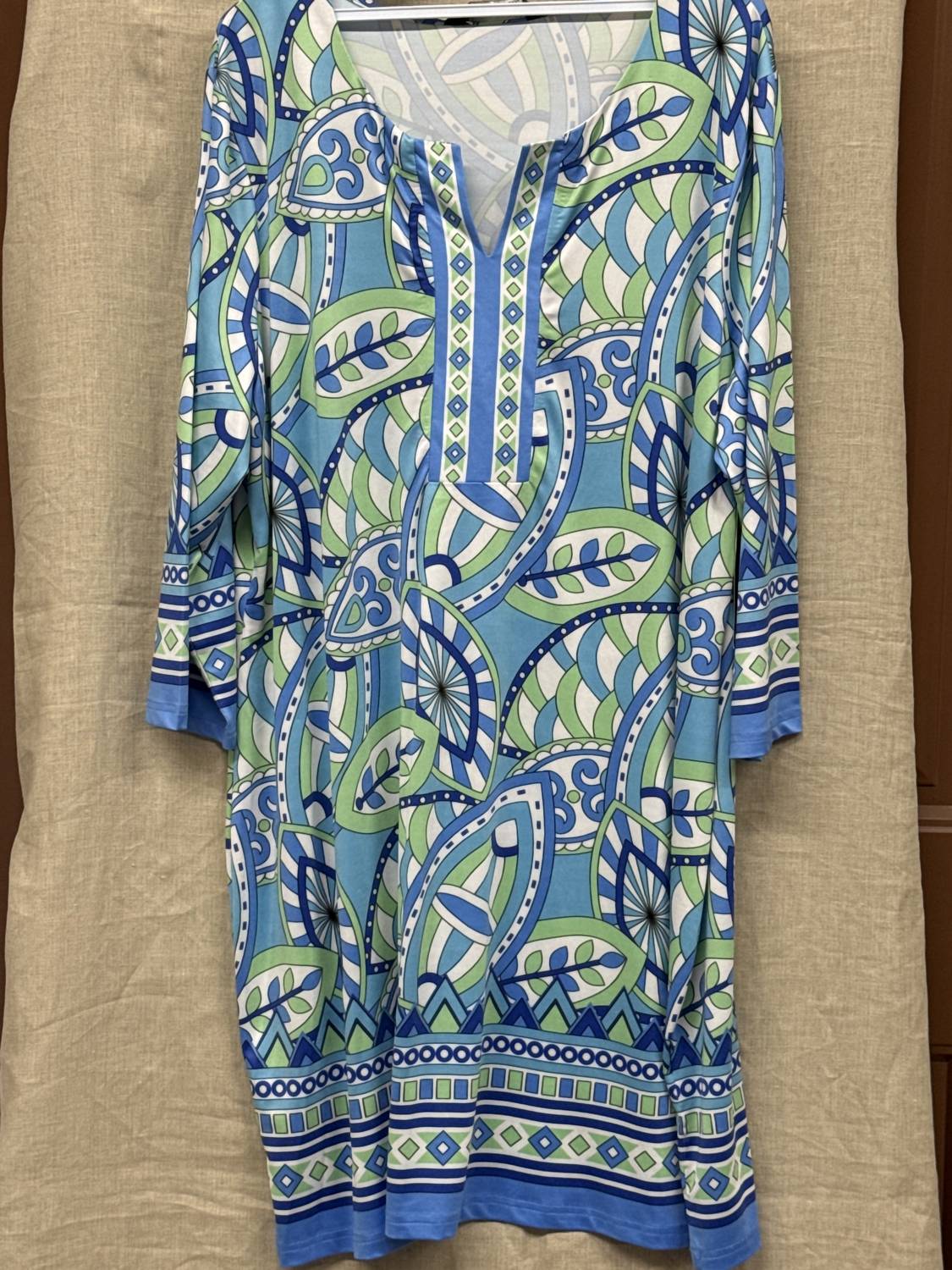 Tango Mango 3/4 Sleeveless Spf Dress in blue green - women's dress - alternate view