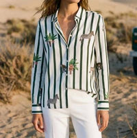 Vilagallo - Safari Print Striped Shirt