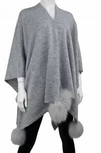 Mitchie'S Matchings - Women's Knit Wrap With Sequin Sparkles And Fox Pompoms