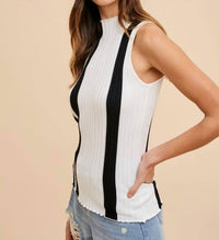 Anniewear - Vertical Stripe Lettuce Edge Tank