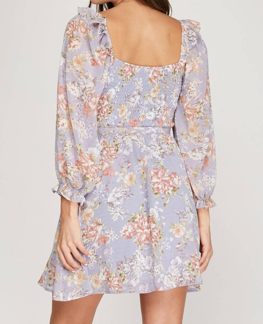 Floral Print Ruched Dress