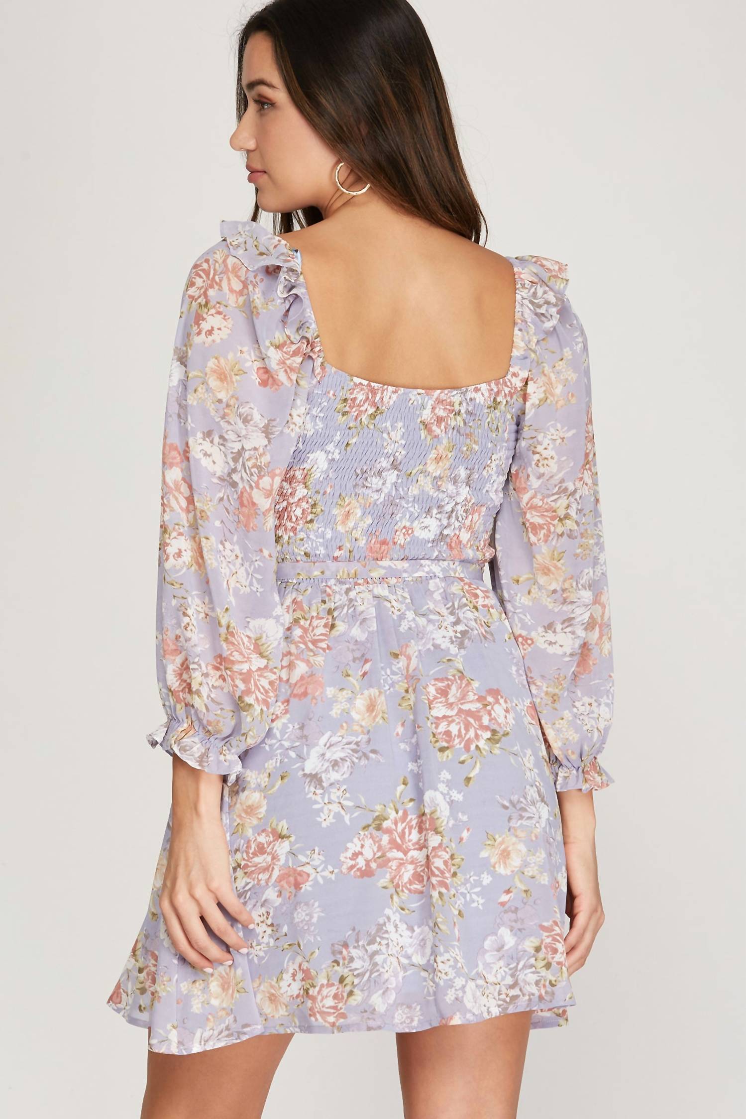 Floral Print Ruched Dress