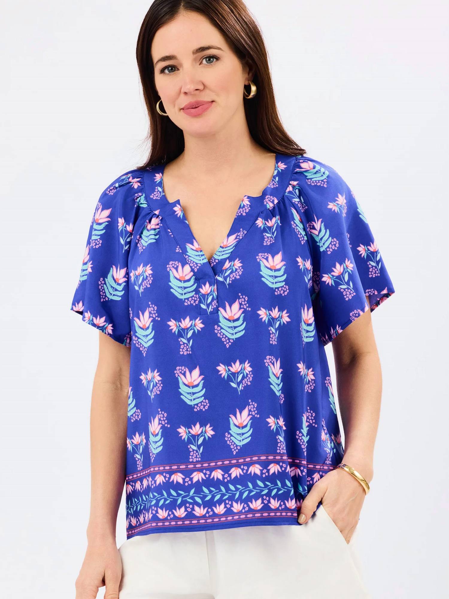 Mary Square - Lori Split V-neckline Blouse