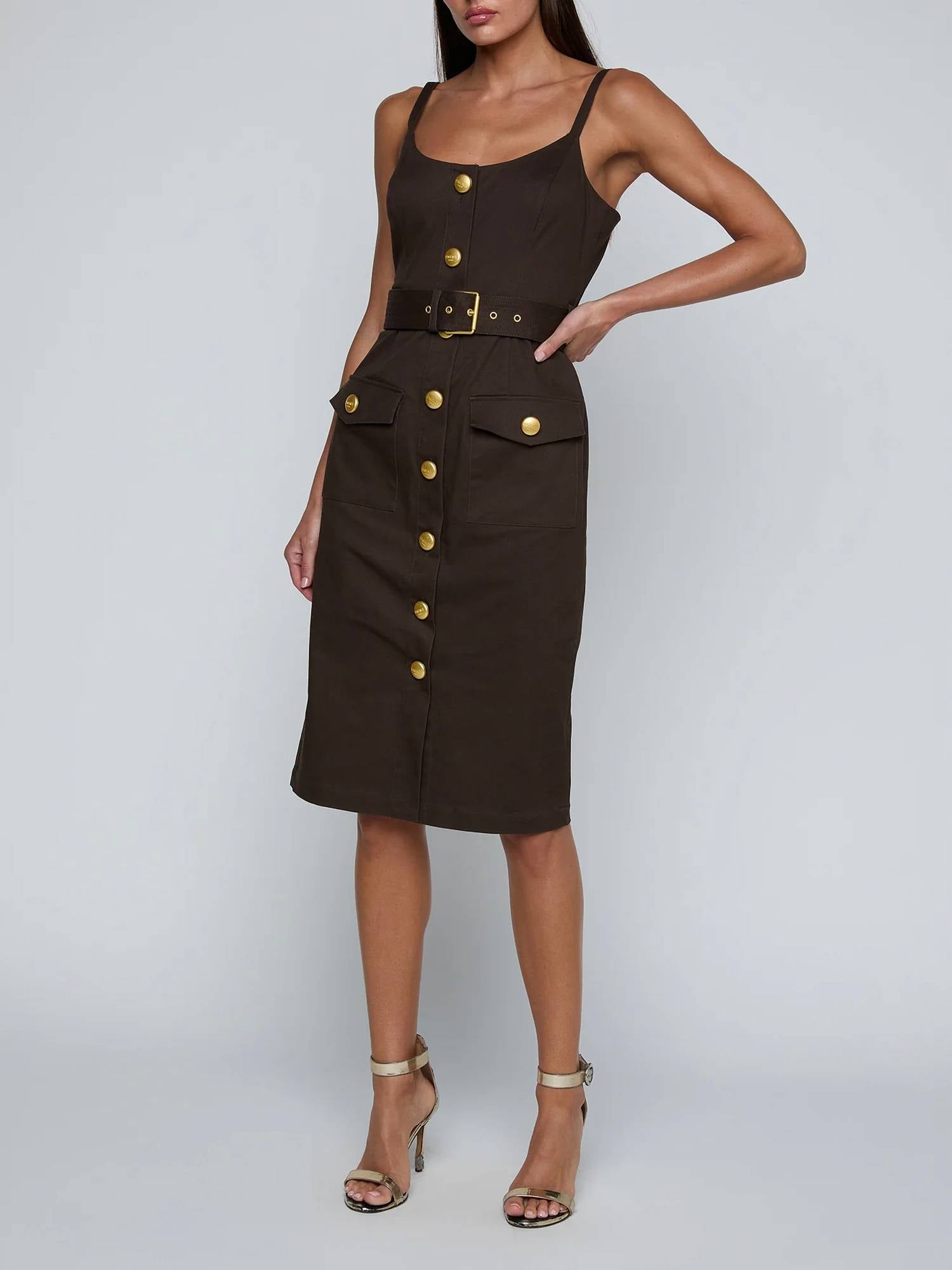 L'Agence - Ida Button-front Tank Midi Dress