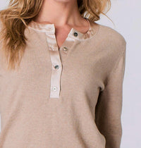J. Society - Satin Trimmed Henley Top