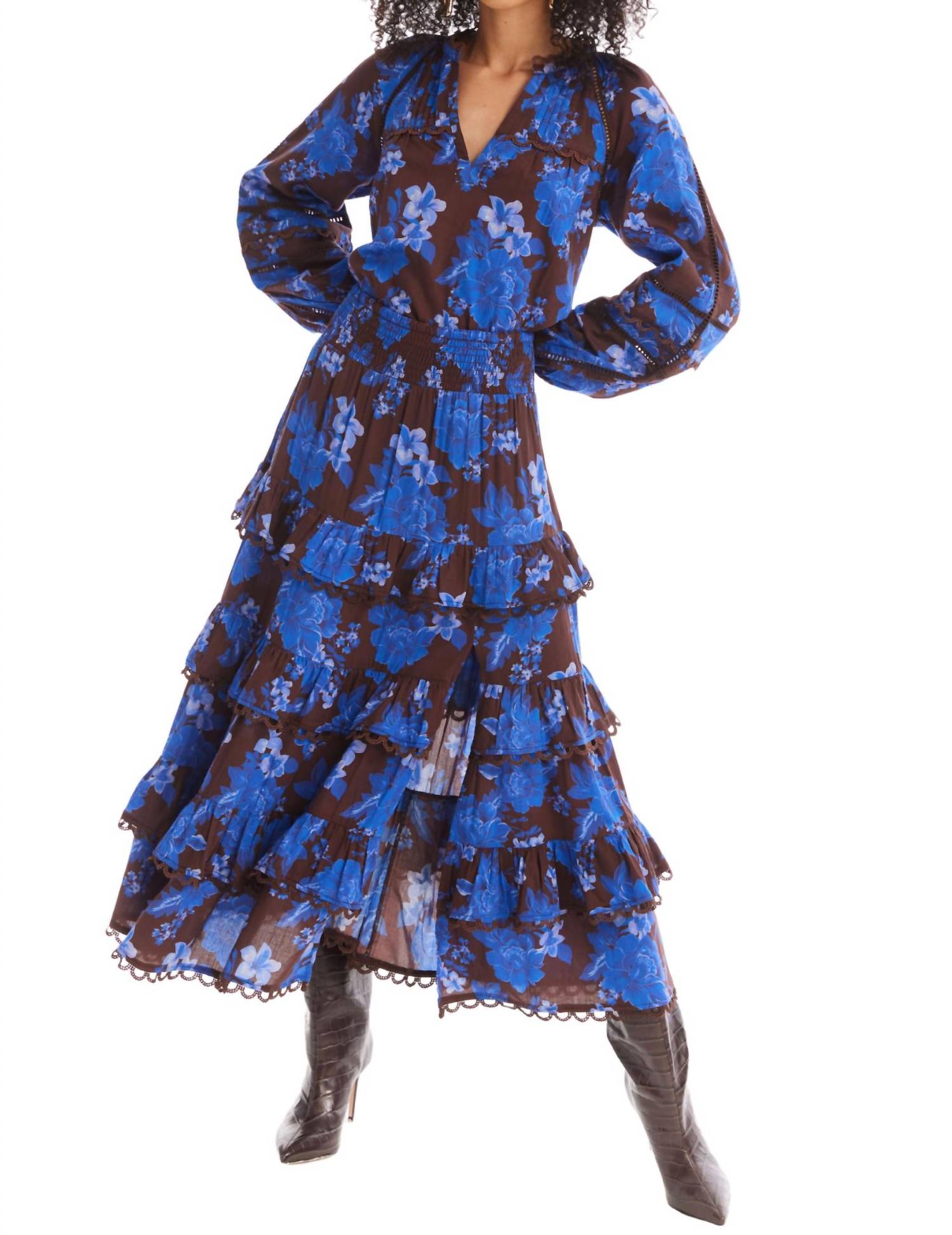 ALLISON NEW YORK SAVANNAH MIDI SKIRT in cobalt floral - women's skirt - view 4