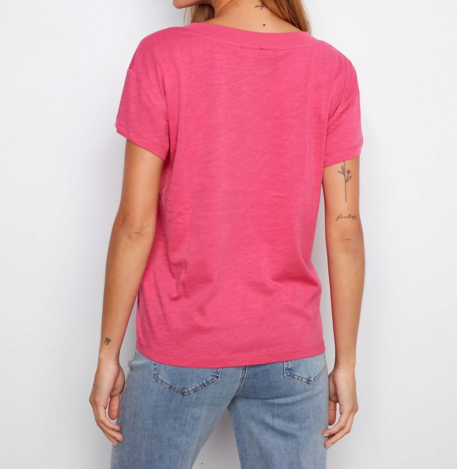 Charlie B - Organic Cotton Drop Shoulder V-neck T-shirt