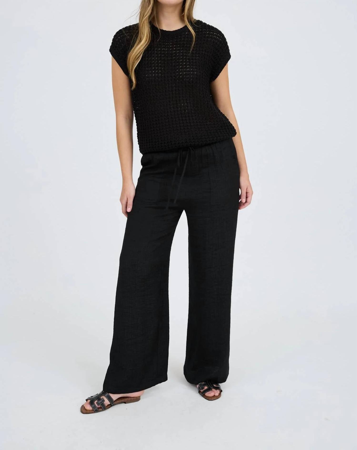 Blu Pepper - Crochet Knit Batwing Short Sleeve Sweater Top
