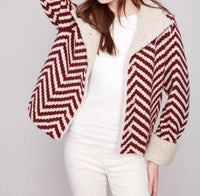 CHARLIE B Women's Chevron Jacket in cabernet - women's jacket