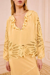 Ulla Johnson - Adonis Long Sleeve Applique Blouse