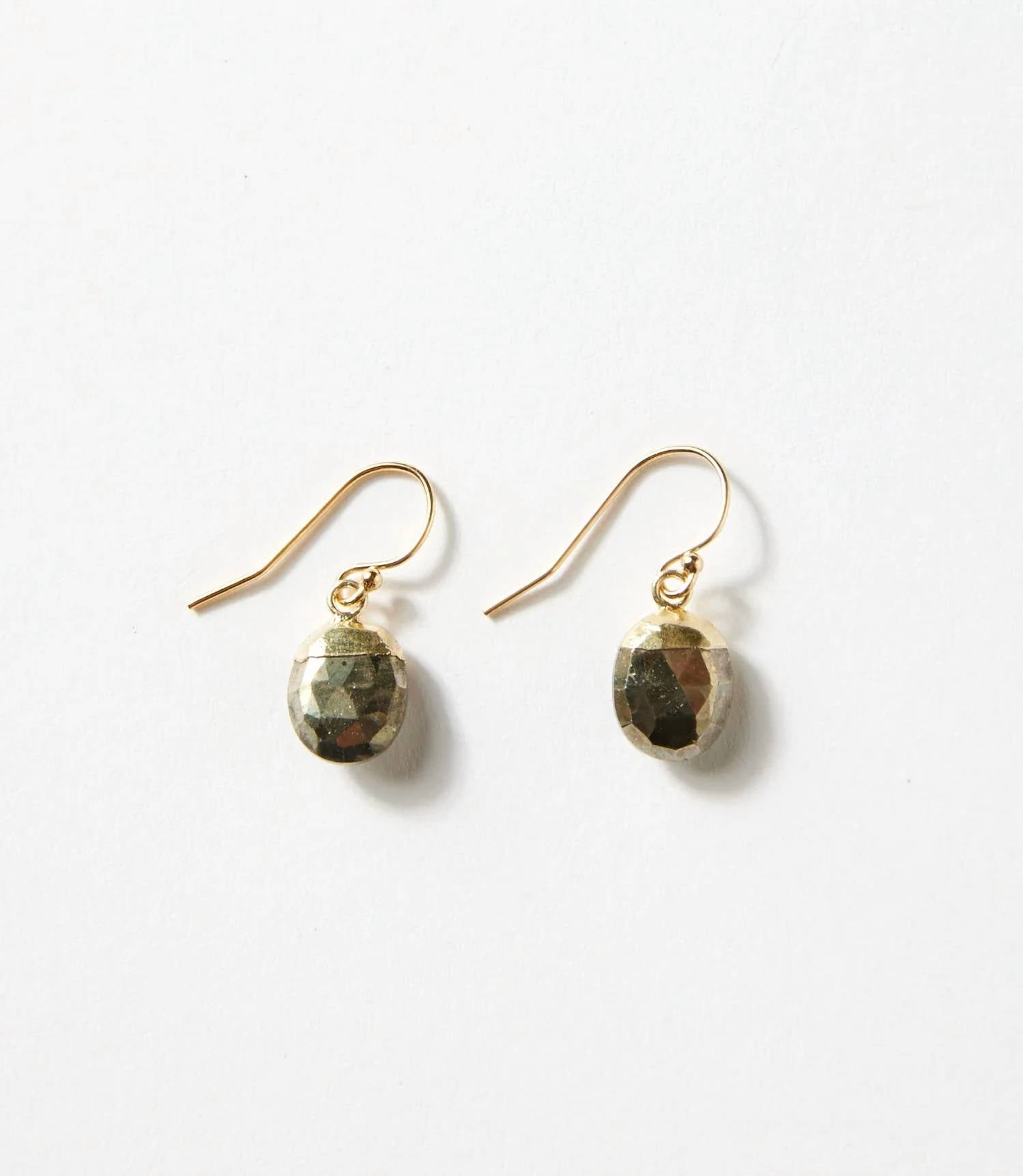 Anne Vaughan - Women's Pyrite Bezel Simple Earrings