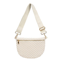 Babs+Birdie Women's Fiona Checkered Woven Bum Bag in gray - women's bag