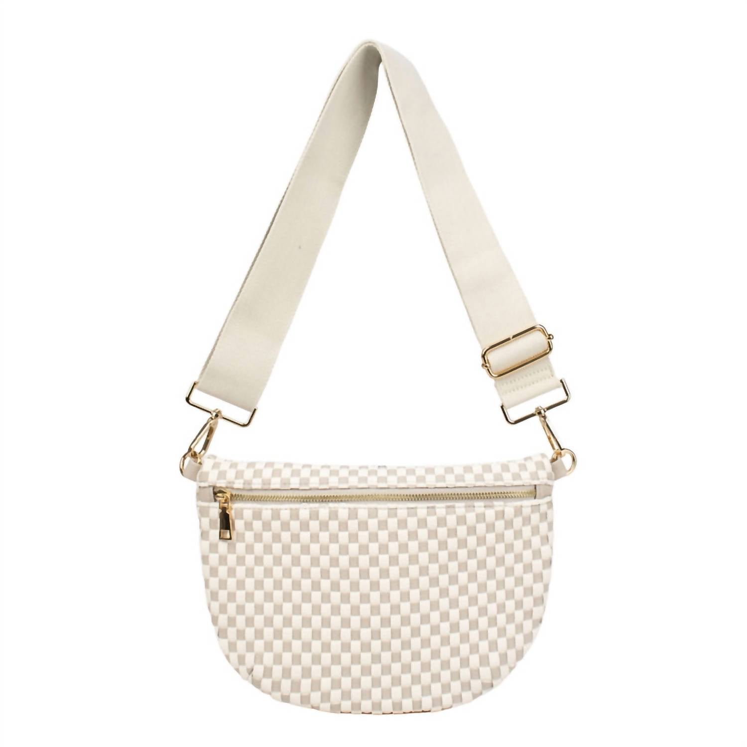 Babs+Birdie Women's Fiona Checkered Woven Bum Bag in gray - women's bag