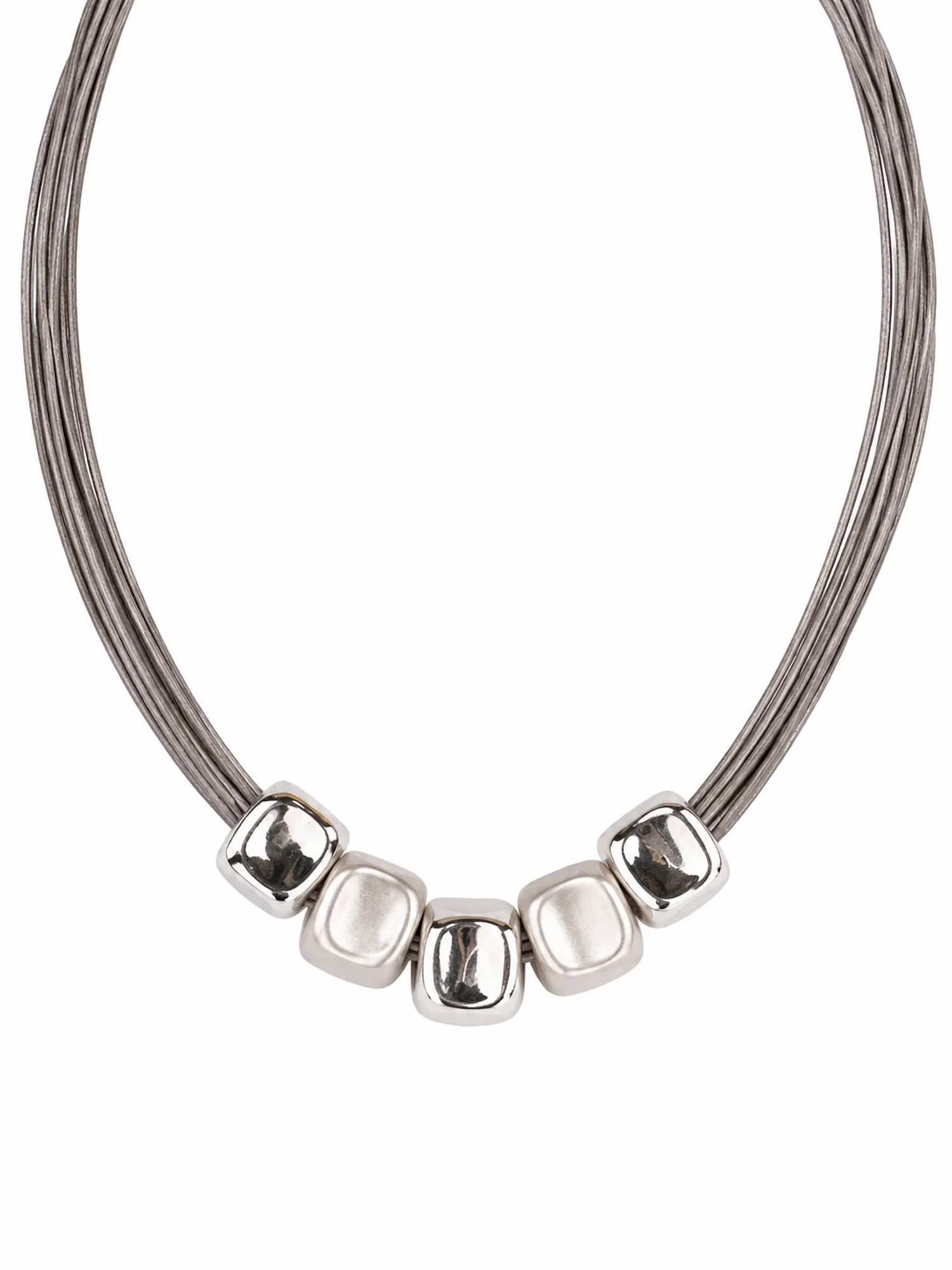 Coronet - Women's Magnetic Grey Cord Beads Necklace