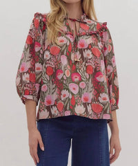 Entro - Floral Days Poplin Sleeve Top