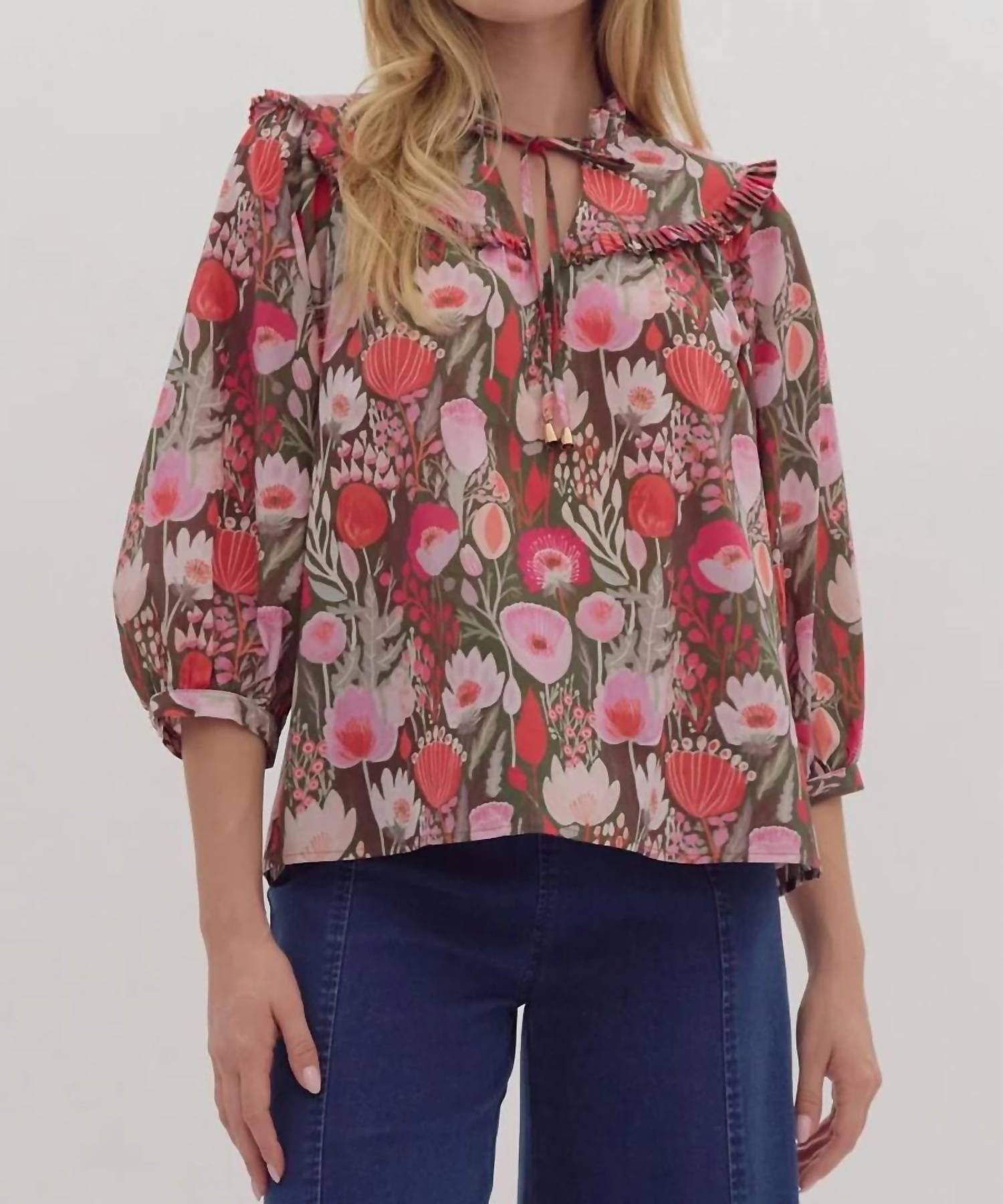 Entro - Floral Days Poplin Sleeve Top