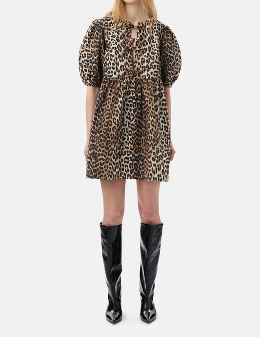 Ganni - Printed Cotton Tie String Mini Dress