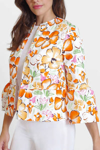 Peace Of Cloth - Open Front Flounce 3/4 Sleeve Crepe Jacket