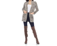 Doe and Rae Super Soft Cheetah Print Long Cardigan in beige - women's cardigan