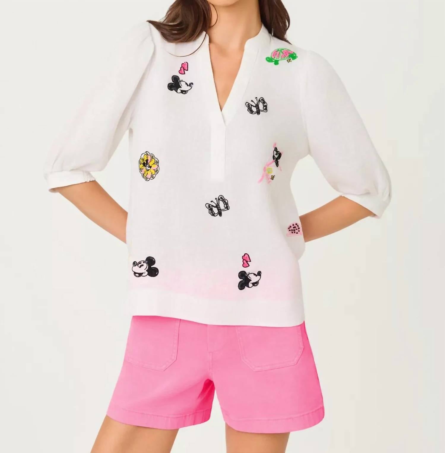 Lilly Pulitzer - Mialeigh Embroidered Linen Top