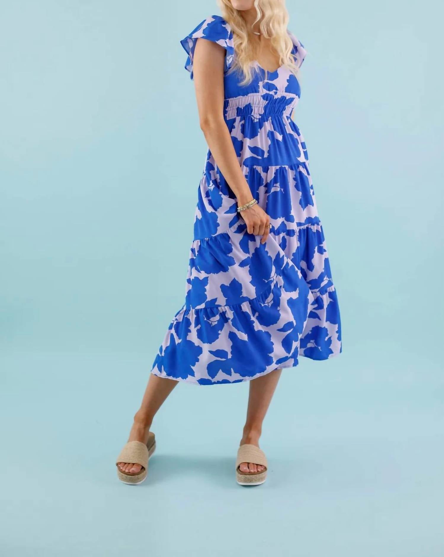 Pretty Follies - Open Back Printed Maxi Dress
