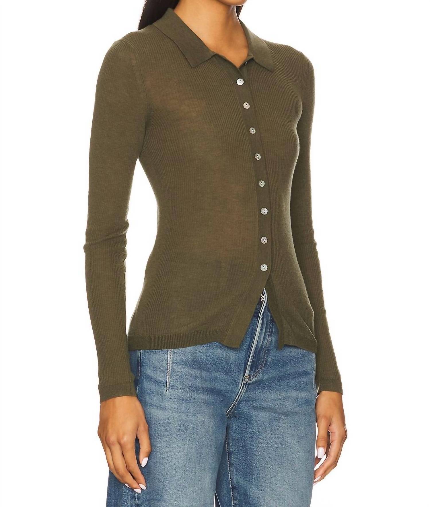 PISTOLA Korey Top in sequoia - women's long sleeve top - detail view