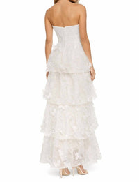 DRESS THE POPULATION 3d Butterfly Strapless Tiered Gown in white - women's dress - detail view