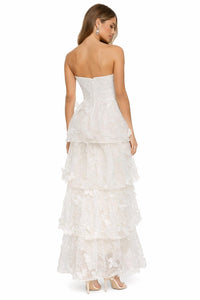 DRESS THE POPULATION 3d Butterfly Strapless Tiered Gown in white - women's dress - alternate view
