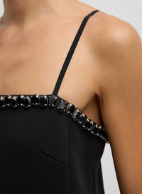 Tibi - Bonded Twill Beaded Strappy Dress