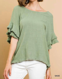 Umgee - Elizabeth Layered Ruffle Short Sleeve Top