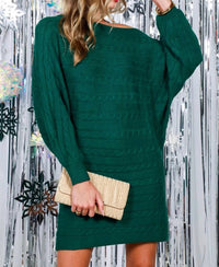 Vine & Love - Dolman Knitted Sweater Cable Dress