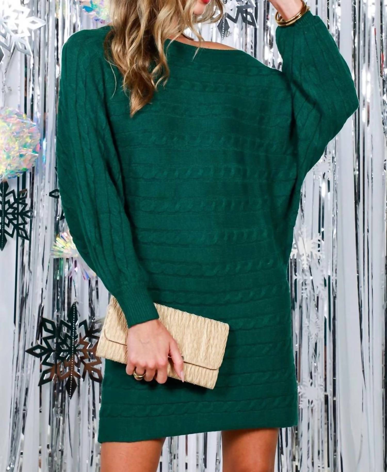Vine & Love - Dolman Knitted Sweater Cable Dress