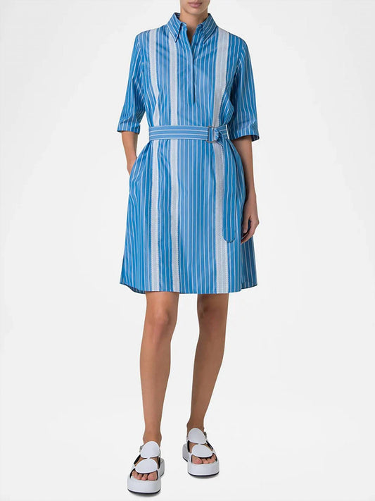 Akris Punto - Pyjama Stripe Mandarin Collar Shirt Dress