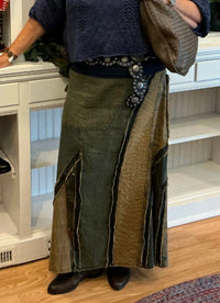 Young Threads - Patched Denim Midi Skirt