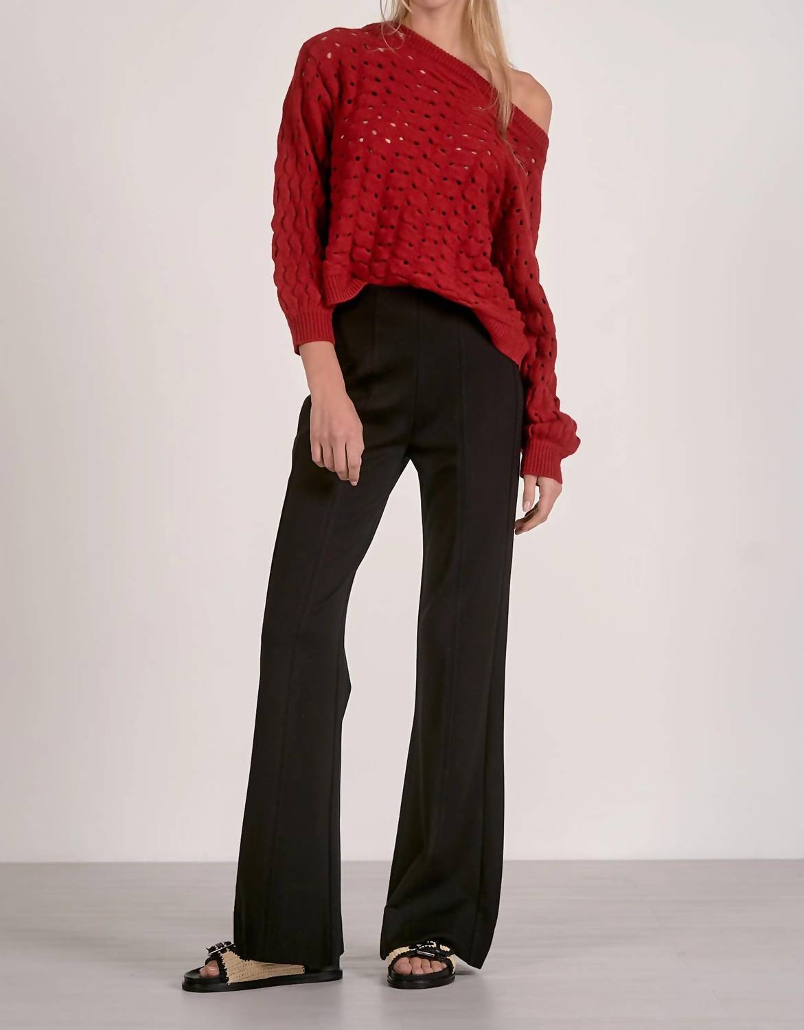Elan - Wide Neck Open Knit Sweater